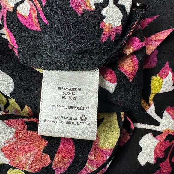 Simply Emma Rich and Colorful Floral Blouse Mandarin Collar with V-Neck Size 2X - Picture 7 of 9